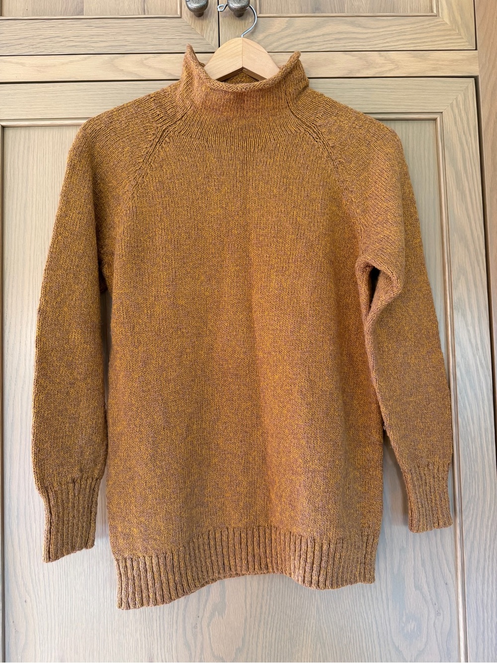 L.L. Bean Iconic Women's Rollneck Sweater in Mustard Slub Cotton / LG